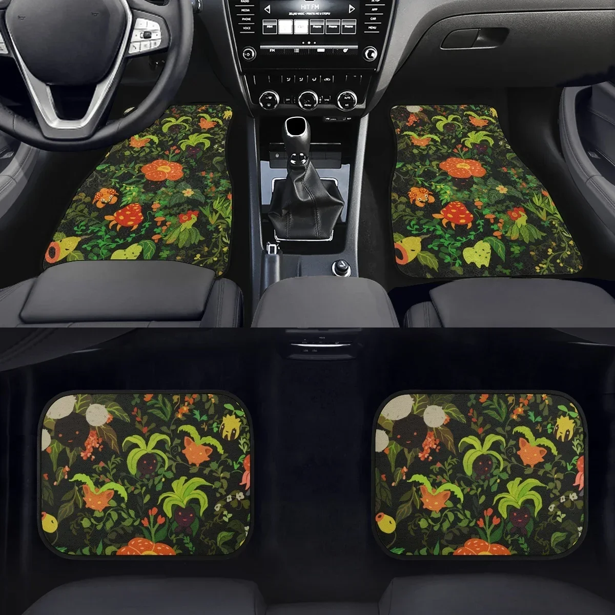 

Mushroom Green Flower Print Car Floor Mats for Women Men Automotive Interior Carpet Floor Non-slip Rugs SUV Decor Easy to Clean