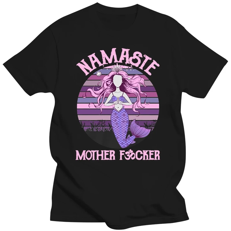 Yoga Mermaid Namaste Mother Fvcker Vintage T-Shirt Awesome Gifts For Yogi S-3Xl Funny Design Tee Shirt