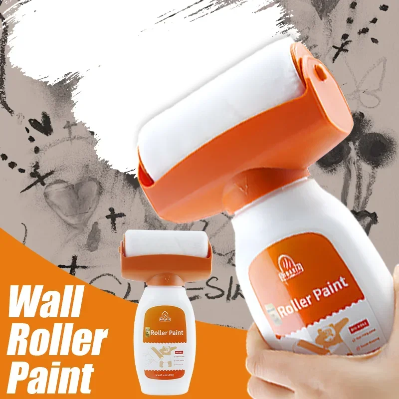 Hot Antibacterial Wall Paint Strong Repair Wall Paint Household White Latex Paint With Roller Brush for Living Room Kitchen Tool