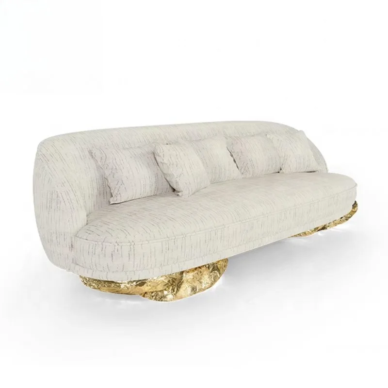 Modern simple luxury custom furniture Italian sofa high quality brass base sofa villa living room furniture