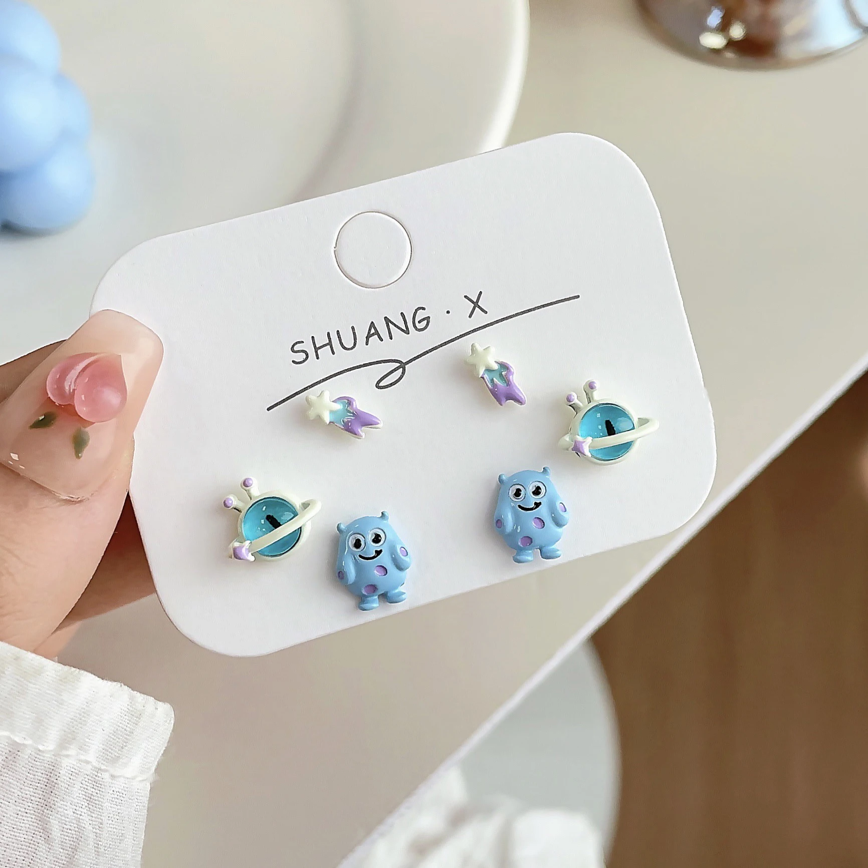 Fashion Female Cute Planet Monster Earring For Girls Y2k Accessories Funny Blue Eye Animal Star Earrings Jewelry Gift 2023 New