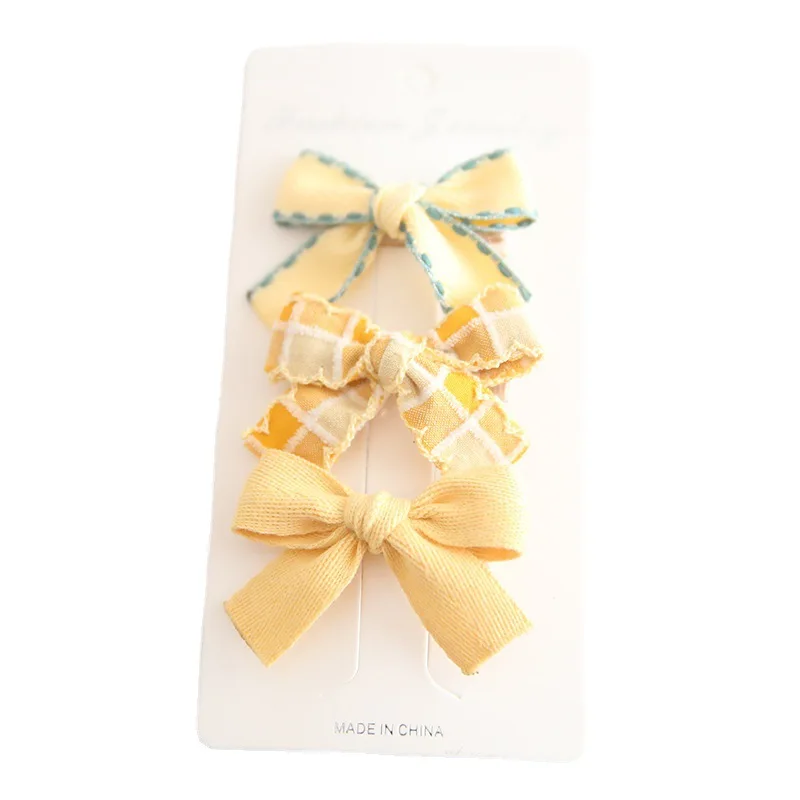 Детские заколки для волос, 3 шт., очаровательные заколки с цветочным бантом, полностью покрытые тканью, мягкие, безопасные для малышей, простой набор узлов «парусник»