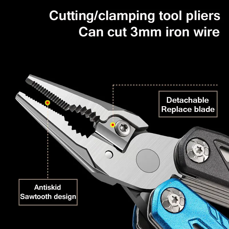 Imagem -05 - Multitool Portátil de Sobrevivência Tática 14 em Camping Ferramentas ao ar Livre Martelo Chave Ajustável Alicate de Emergência Novo 837