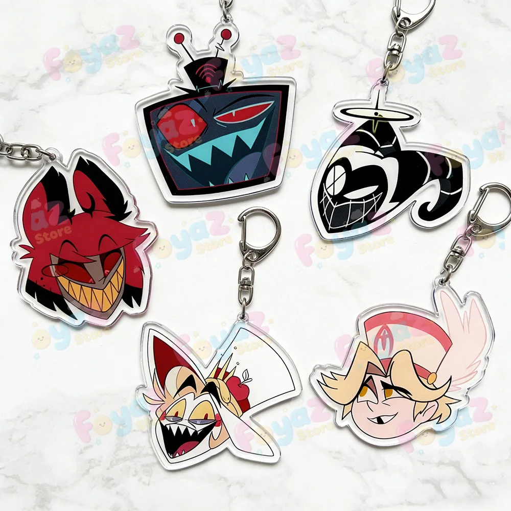 LLavero de personajes de Anime, accesorios, dijes para bolso, Alastor Angel Lucifer Charlie Lute Vox Velvette Valentino, llaveros para mujeres y niñas