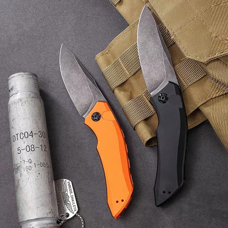 

KS7100 Pocket Folding Knife Stonewashed Blade T6 Aluminum Handl edc multitool knifes Outdoor selbstverteidigung tactical knife