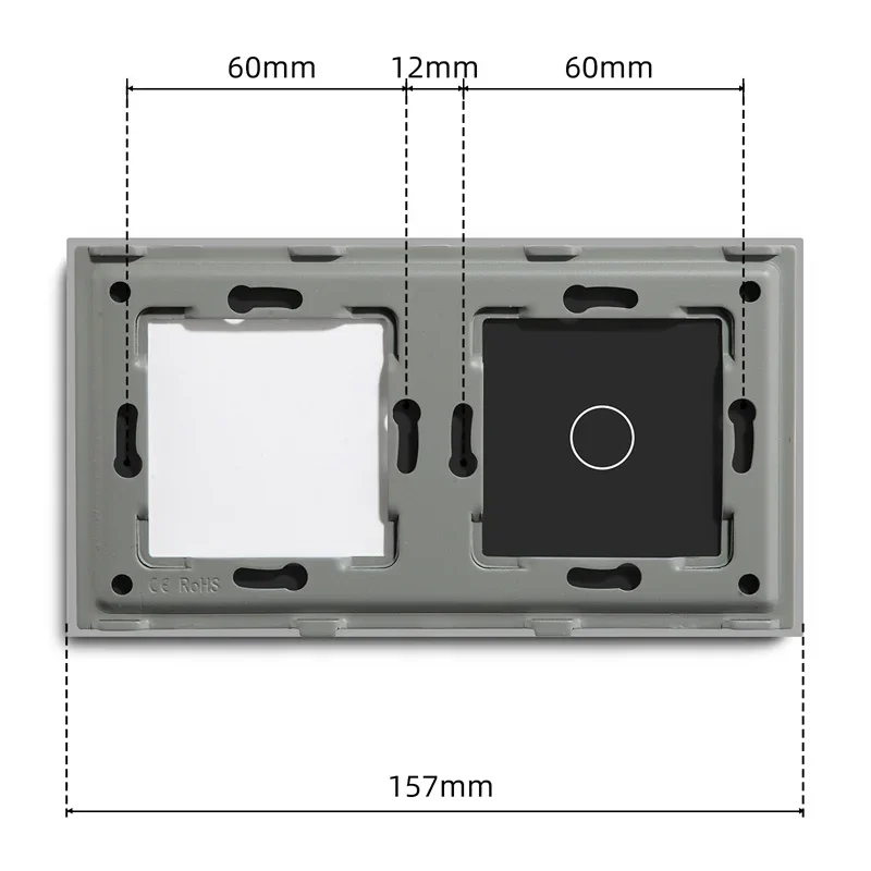 Bingoelec Standard UE Interruttore in vetro cristallo Telaio Presa a muro Parte fai da te Miglioramento domestico Bianco Nero Glod Grigio 157mm