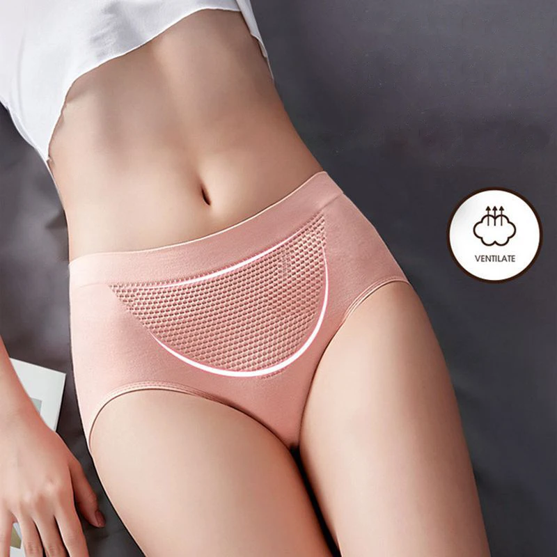 Women Middle Waist Seamless Panties Female Underwear Physiological Briefs Honeycomb Embossed Warm Intimate Lingerie