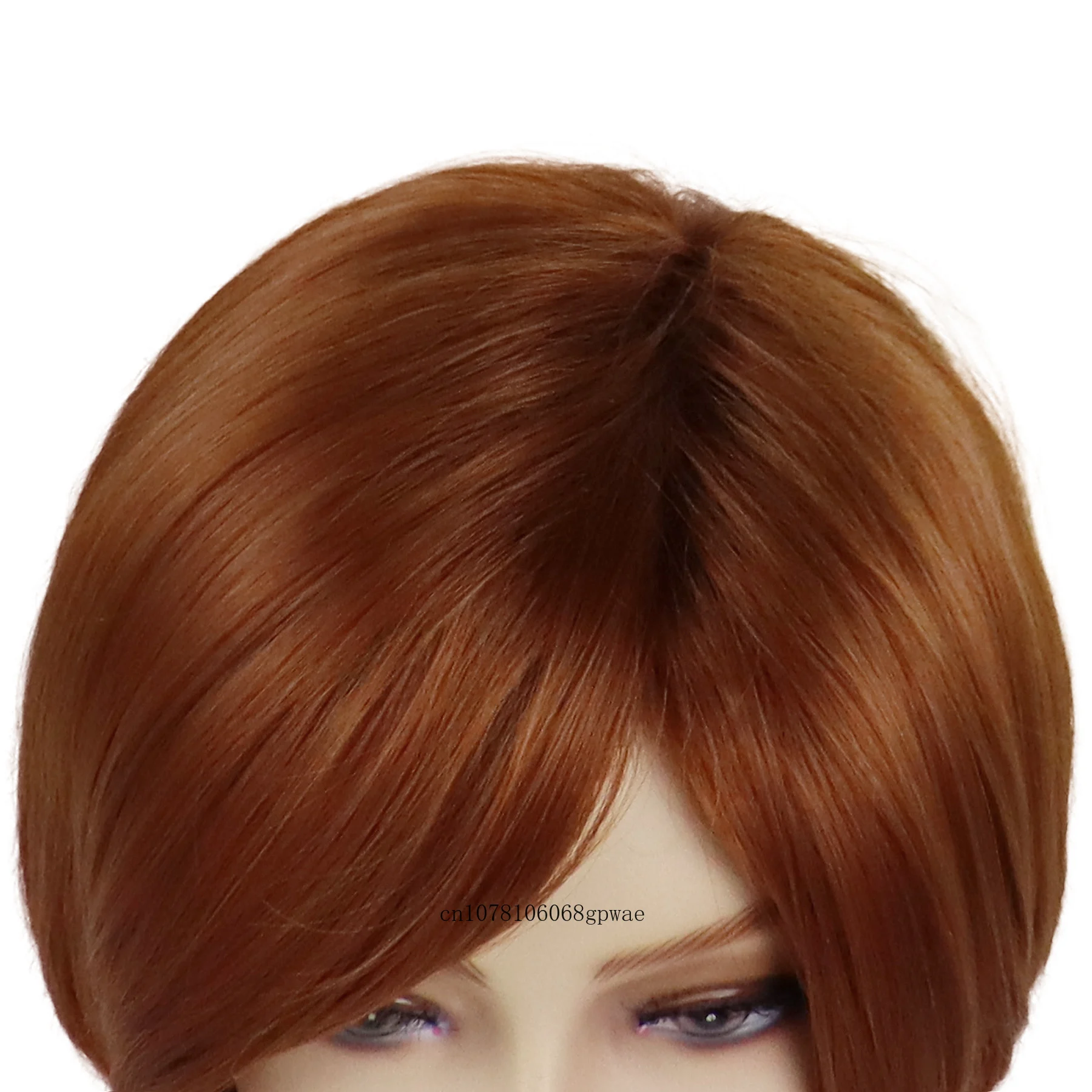 Stylish Auburn Ladies Wig Synthetic Short Bob Wigs for Women Natural Soft Female Wig with Bangs Side Parting Hair Cosplay Party