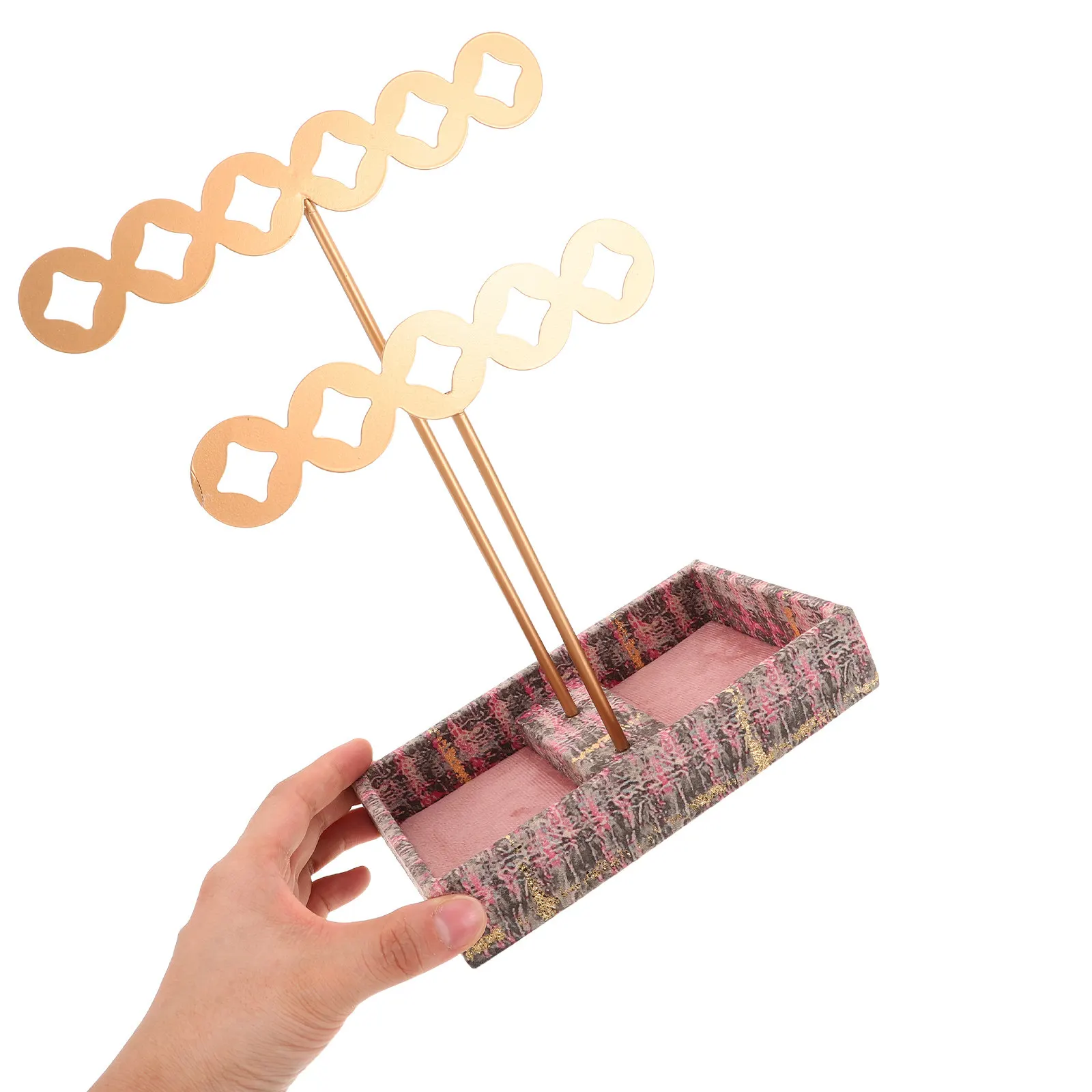 

Retro Jewelry Display Stand Organizer for Bracelets Rings Necklaces Coins Accessories Soft Fabric Display Tray for Elegant