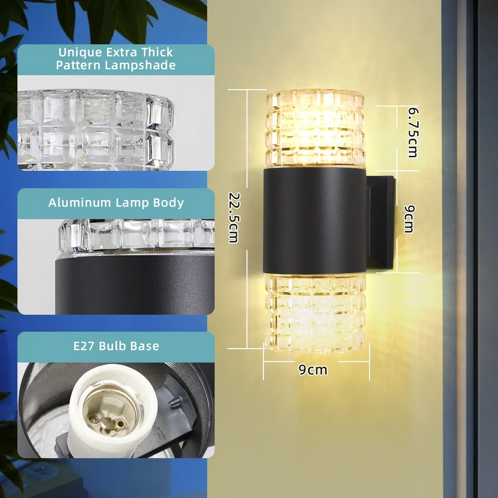 Luz LED de pared impermeable para exteriores, enchufe decorativo, soporte externo para escaleras, iluminación E27, accesorio para dormitorio, lámpara para el hogar, pared y calle