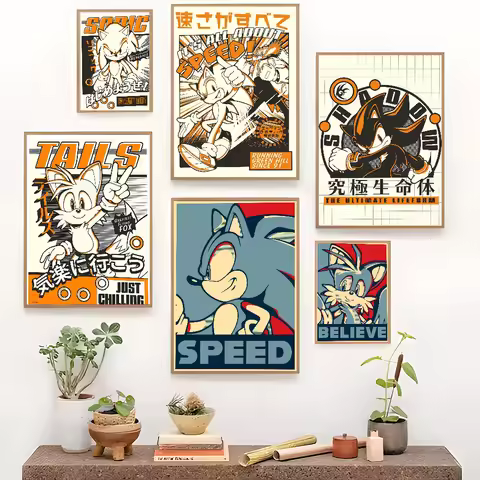 S-Sonic Whitepaper Poster Retro Kraft Paper Sticker DIY Room Bar Cafe Vintage Decorative Painting