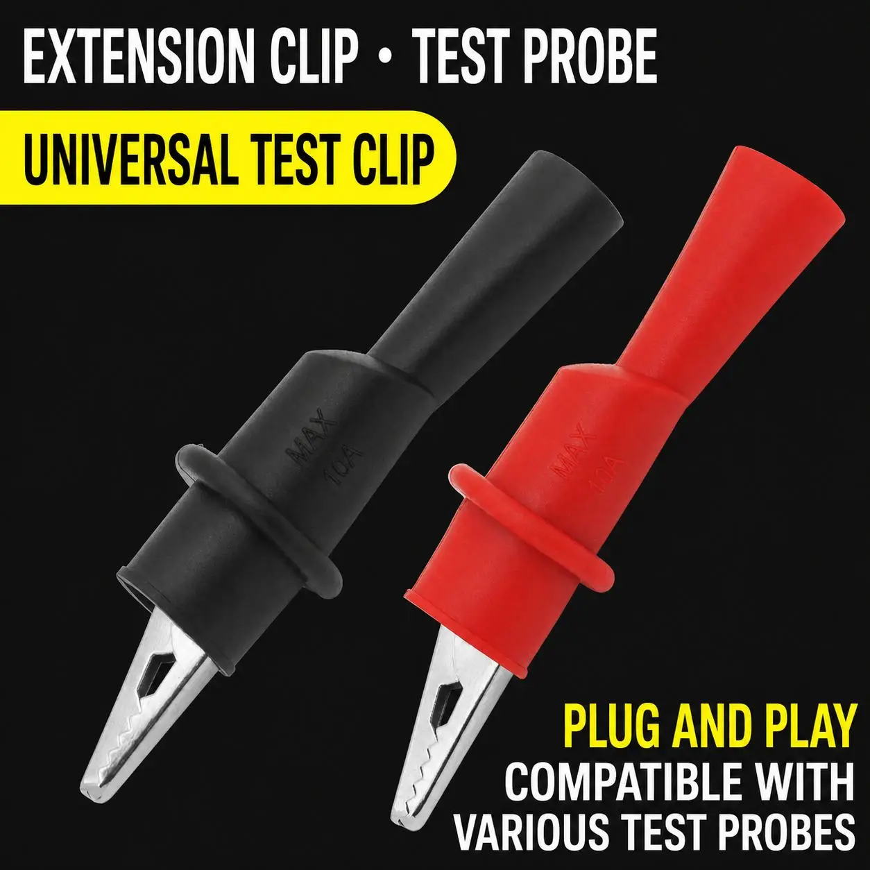 1pcs Alligator Clips Test Clip Clamp Set Red Black Wire Tips 10A 1000V Multimeter Tester Probes for AC DC Power Measurement