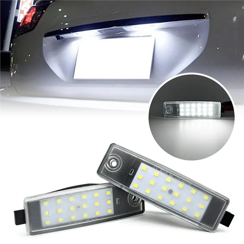 LED License Plate Lights- White 2 Pieces For Toyota Harrier Hiace Highlander Kluger Land Cruiser RAV4