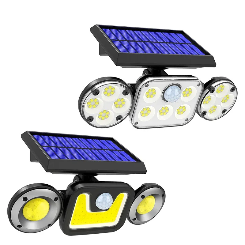 

Solar LED Flood Light 70-138LED Wall Lamp with 3 Sides Adjustable Heads IP65 Waterproof Solar Motion Sensor Lights Illumination