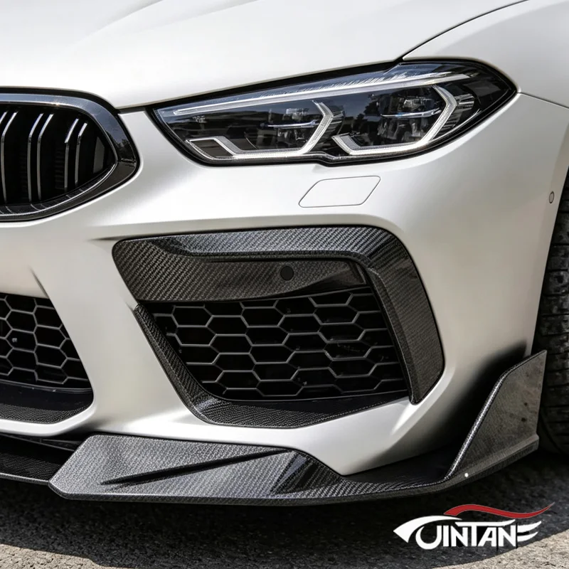 Real Dry Carbon Fiber Front Bumper Trim For BMW M8 Series F91 F92 F93 OEM Style 2020-IN 2Pcs/Set
