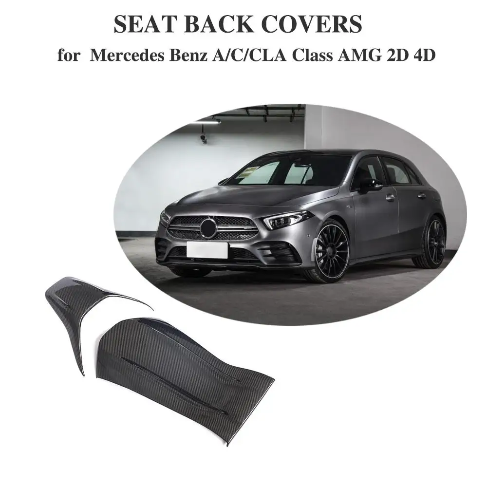 A35 A45 C43 C63 AMG S CLA35 AMG 2D 4D ألياف الكربون W205 أغطية المقعد الخلفي لفئة C CLA 2014-2021 #6