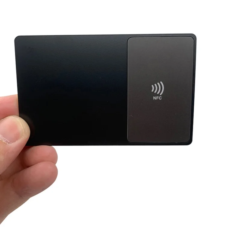 

Custom 13.56MHz black matte NFC metal laser engraved tap phone NFC business card for social media