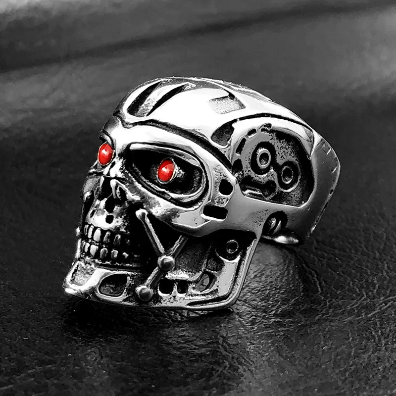 Movie The Terminator T800 Skull Rings Retro Titanium Steel Arnold Schwarzenegger figure Ring Jewelry For Men Fan Birthday Gifts