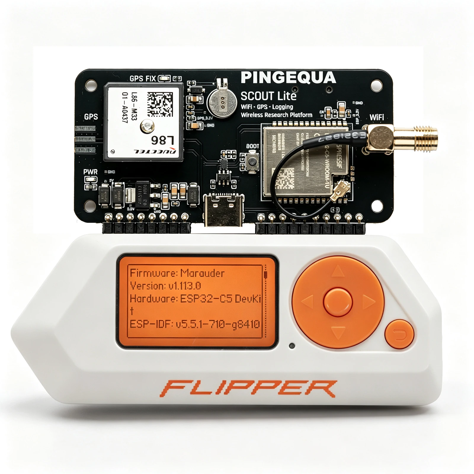 ESP32-C5 WiFi 6 Module for Flipper Zero, Dual Band 2.4GHz 5GHz, GPS Network Analyzer Expansion Board, PINGEQUA Scout Lite view 5