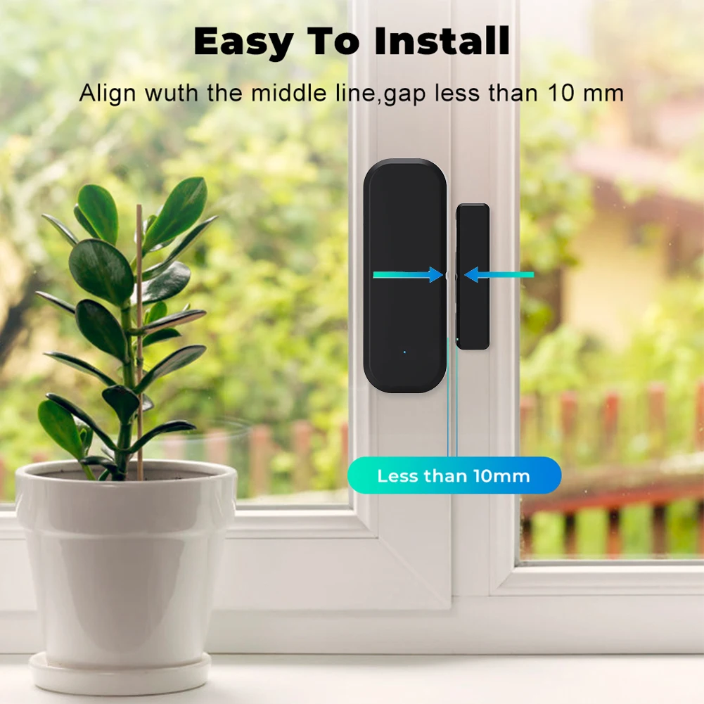 Sensor de puerta WiFi para ventana, Detector de puerta inalámbrico para el hogar, Control remoto por aplicación Life para Alexa g-oogle Home