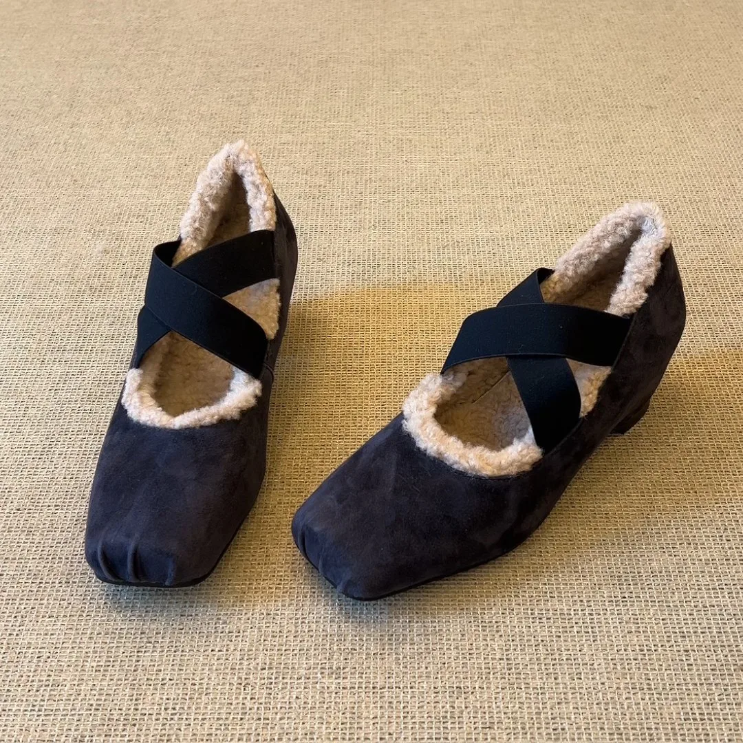 lamb-leather-fce-lined-mary-jane-oes-women's-increased-height-faionable-ballet-sle-cross-band-square-head-single-oes