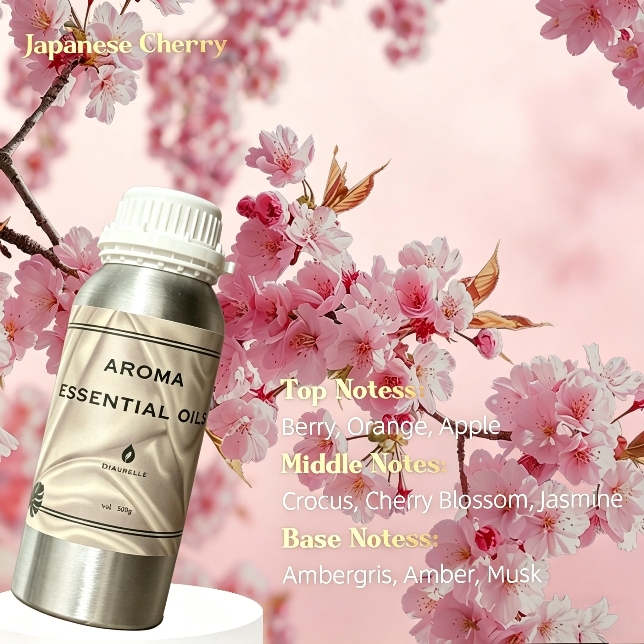 

Cherry Blossom Essential Oil Pure Aromatherapy Oil Fragrance Oil For Home Hotel Car Aroma Diffuser Humidifier Air Freshener Long