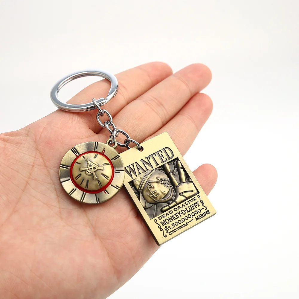 Llaveros con póster de Anime de una pieza, sombrero de Luffy, barba blanca, Edward Newgate, mil soleado, llaveros de Metal para coche, figura colgante
