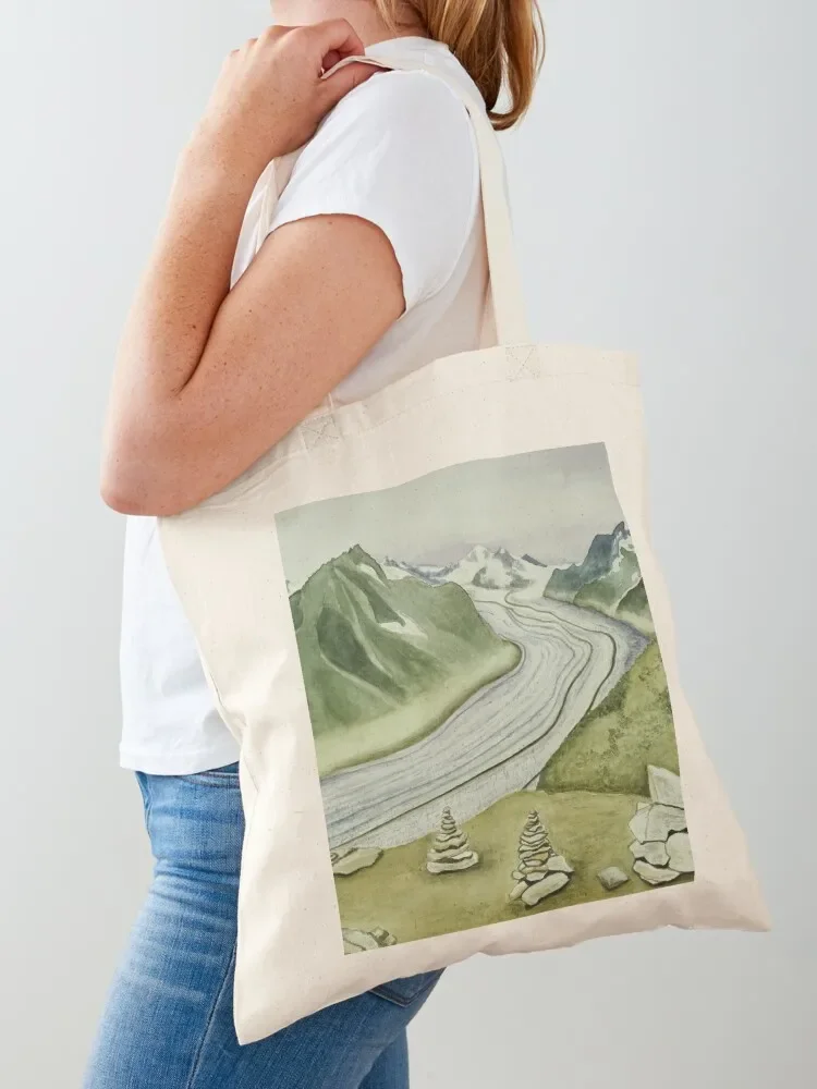 

The Aletsch Glacier, Eggishorn, Swiss Alps Tote Bag Reusable bags custom fabric bag hand bag Women's