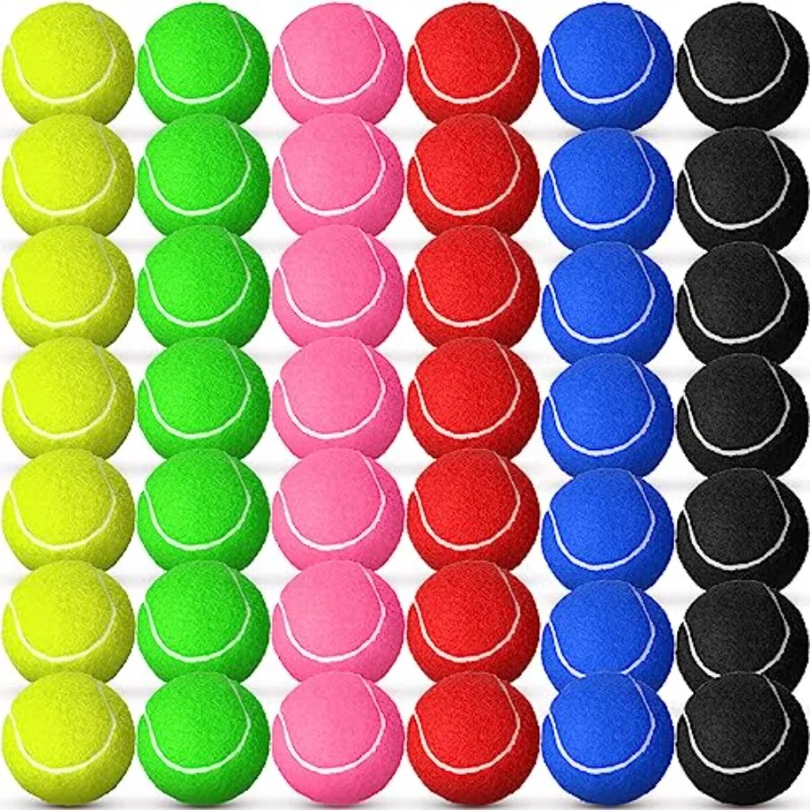 

48 Pcs Colored Training Tennis Balls for Beginners Practice High Elasticity Tennis for Youth, Playing Balls for Pet Dog Chew To