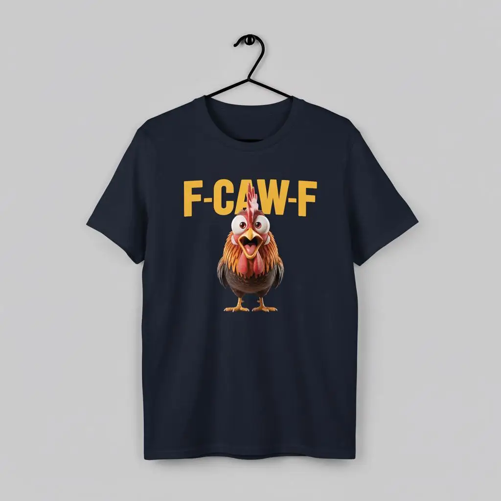 

Funny F Caw F Chicken FCAWF Chicken T-Shirt Men Funny 100_ Cotton Tee Shirt Crew Neck Short Sleeve T Shirts Gift Idea Clothes