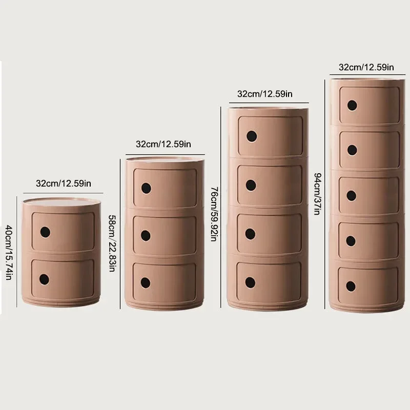 Creatieve Slaapkamer Nachtkastje Moderne Minimalistische Ronde Opbergkast Kleine Kast Met Grote Capaciteit Plastic Zijkast