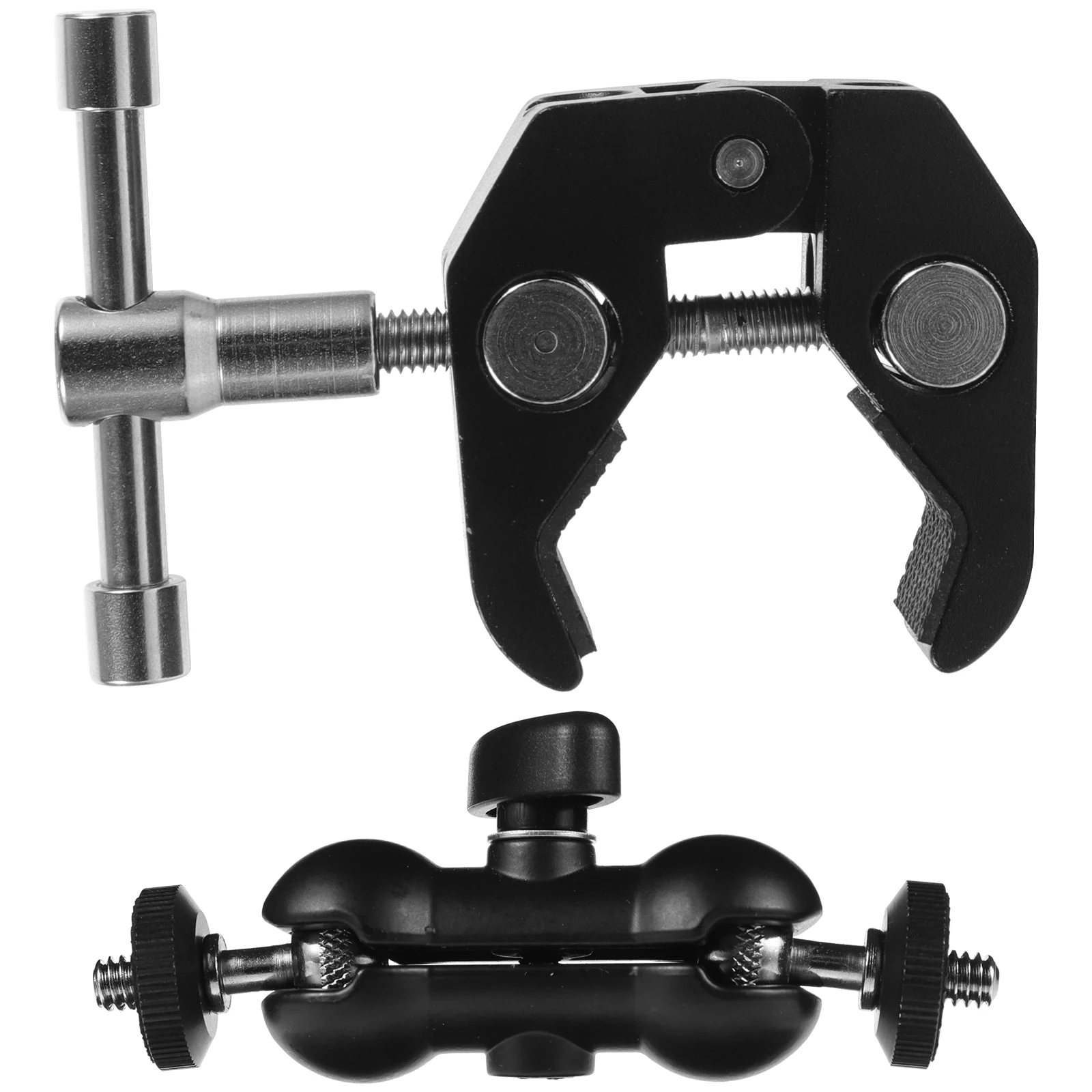 

2pcs Multifunctional Double-head Bracket Durable Stainless Steel Microphone Desk Clamp Horizontal Vertical Rotation Portable
