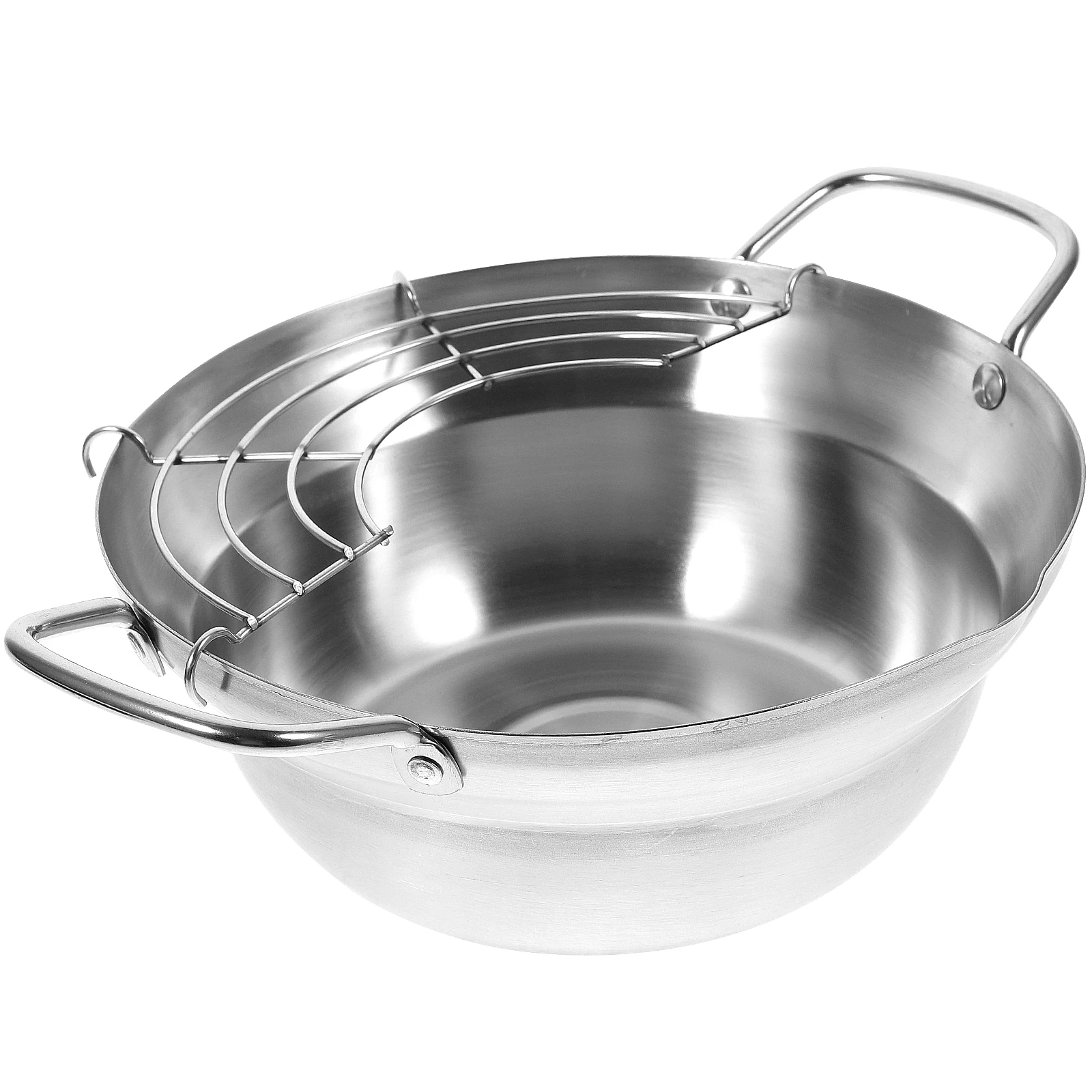 

Japanese 24cm Tempura Frying Pot 304 Sandblasted Mini Deep Fryer Pan Silver Portable Kitchen Tool Household Cooking Utensils Oil