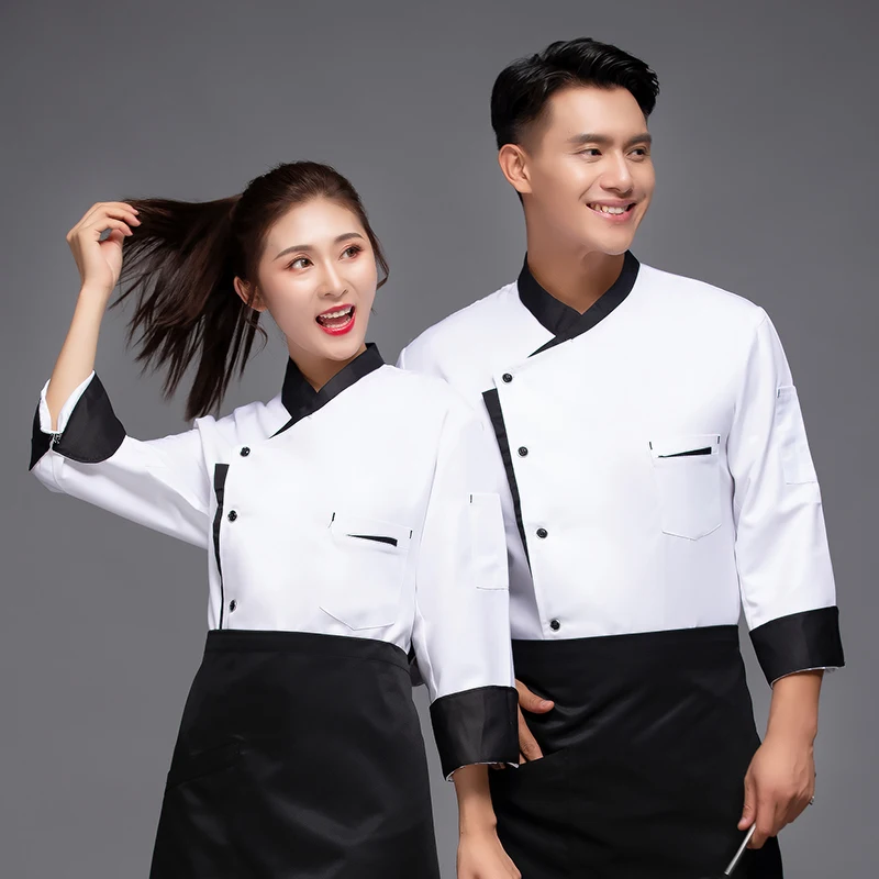 Chef Uniform For Men Women With Logo Restaurante Personalized Cook Clothes Shirt Sleeves Jacket Works Top Design Print Pattern