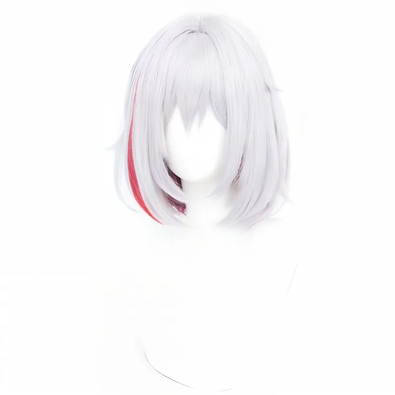 Star rail anime cosplay peruca médio longo branco com vermelho misturado bob cabeça perucas de cabelo para mulheres adulto cos anime festa dia das bruxas