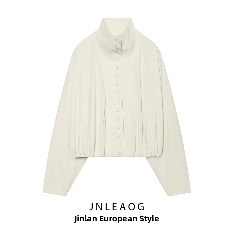 JNLEAOG Women's Casual Style Nylon Jacket Lightweight Comfortable Autumn New Arrival Short Outerwear for Daily Outing