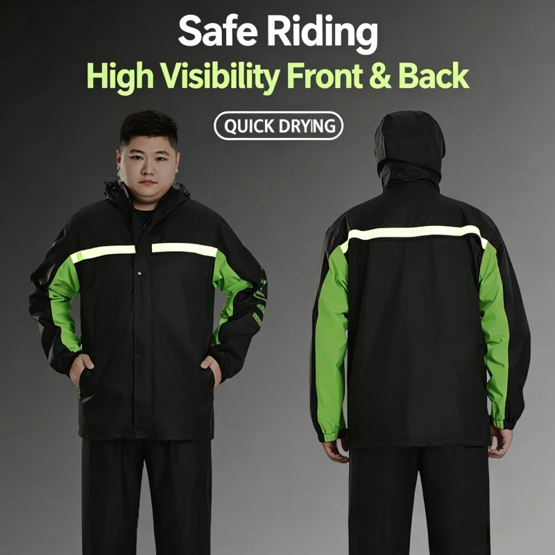 6XL Large Size Motorcycle Riding Suit Raincoat Set, Men's and Women's Split Waterproof Motorcycle Riding Raincoat