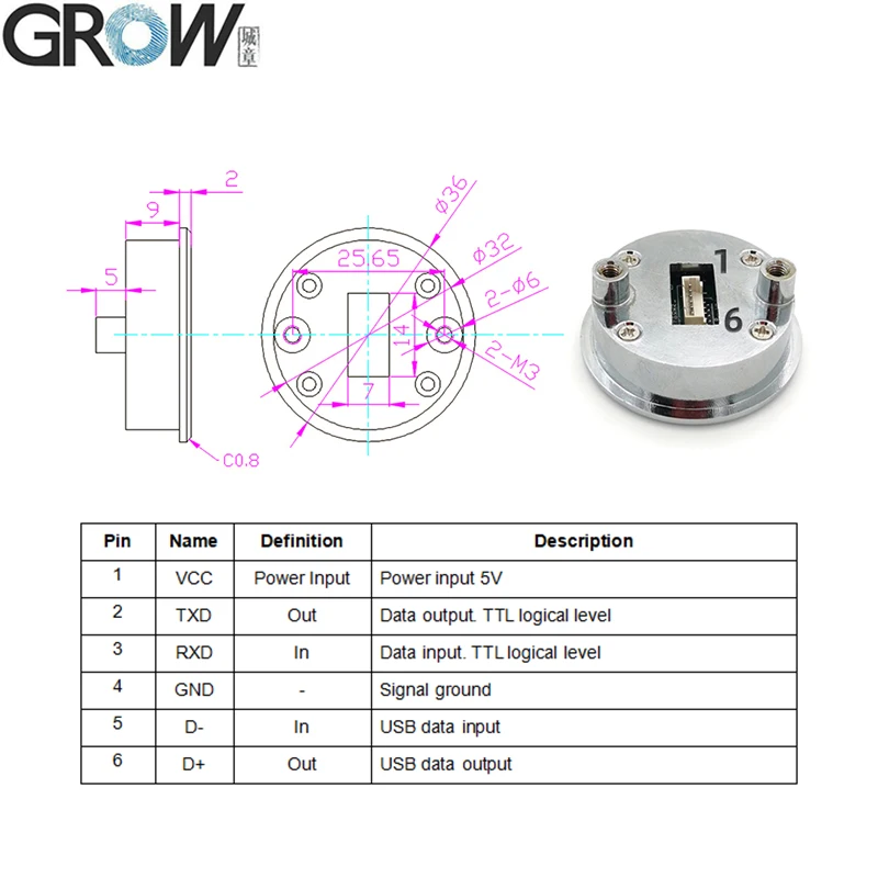 GROW GM812 Series 1D/2D QR Barcode Scanner Reader DC5V USB/UART Interface For Arduino Windows PDF417 Qr Bar Code Module