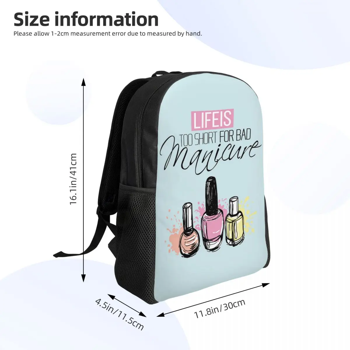 Fashion Nail Polish Backpack for Girls Boys Manicurist Manicure School College Travel Bags Men Women Bookbag Fits 15 Inch Laptop