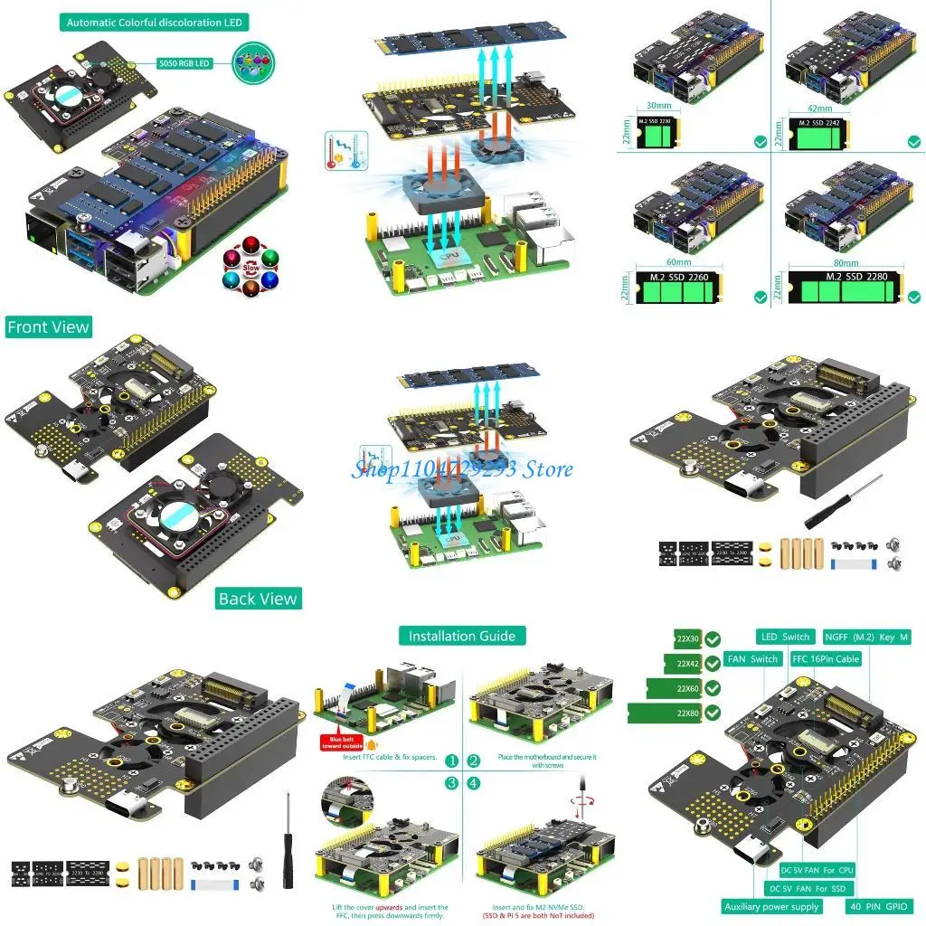 

Y2GD Double Fan NVME to PCIe Adapter for RPi 5 Effective Heat Dissipation