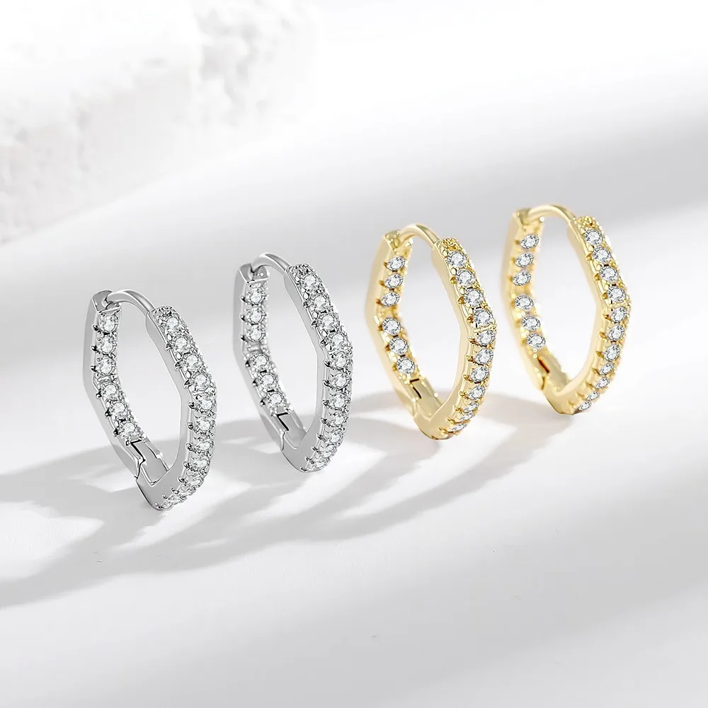 925 pure silver fashionable ear jewelry double-sided zirconia earrings for women, full of diamonds, versatile and elegant style.