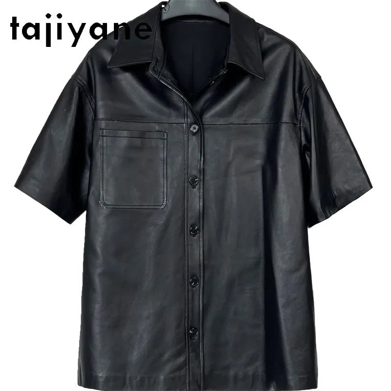 TAJIYANE Real Leather Jacket Womenh Loose Sheepskin Shirt Mid-length Jackets for Woman Casual Black Coats Jacket Chic Дубленка