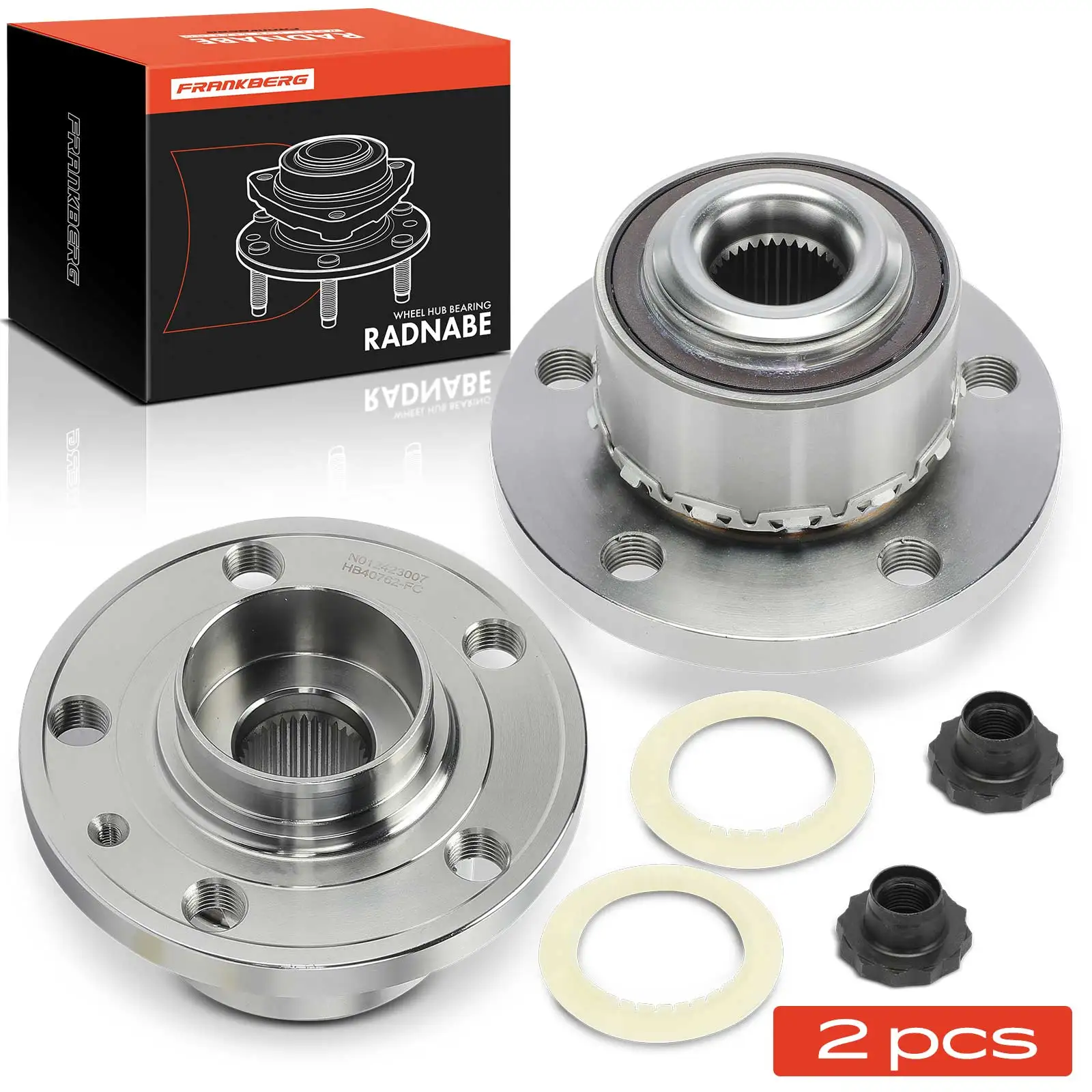 Frankberg 2x jeu de roulements de moyeu de roue pour essieu avant, deux côtés, pour VW Polo Taigo T-Cross Audi A1 All Street Seat Skoda 2Q0-407-621-A
