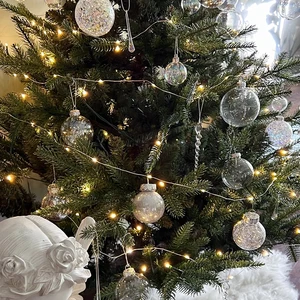 Transparenter Weihnachtsball -Anhänger für Heimdekoration, wiederaufladbare Bugoganga, Weihnachtsbäume, Süßigkeitengeschenke, Neujahr, 6PCS, 8 cm 10 Hauptverkaufsbälle transparentes Weihnachten - №6