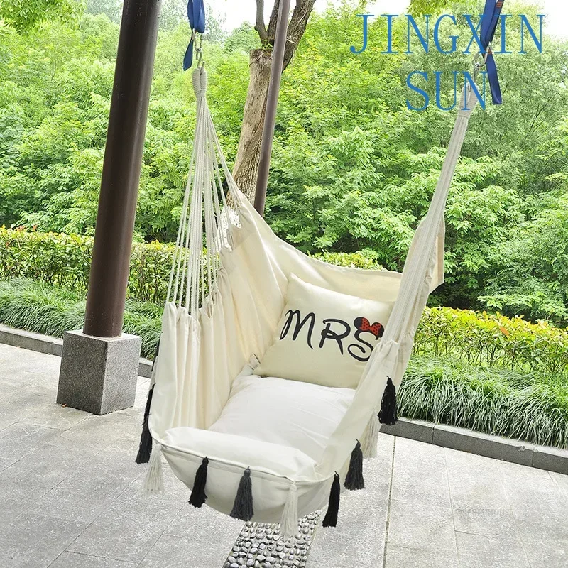 Tassel Garden Hammocks Deluxe Hanging Swings for Outdoor and Indoor Portable Patio Camping Folding Hammocks