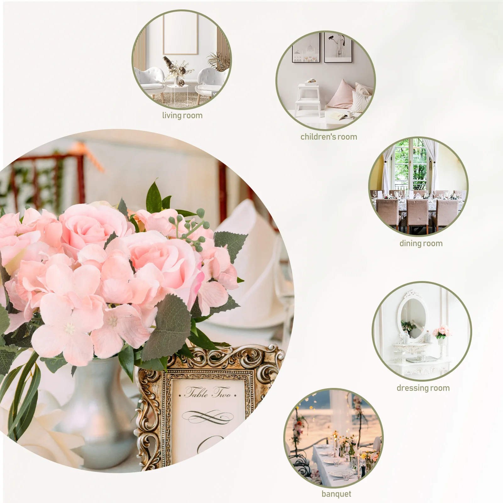 

2Pcs Artificial Rose Wreath Wedding Table Decoration Rings Decorative Floral Centerpiece Party Home Rose Wreath