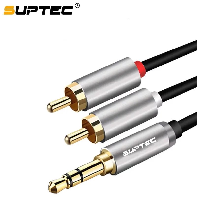 Suptec RCA Cable 3.5mm Jack to 2 RCA Aux Cable 3.5 mm to 2RCA Adapter Splitter Audio Cable for TV Box Home Theater Speaker Wire