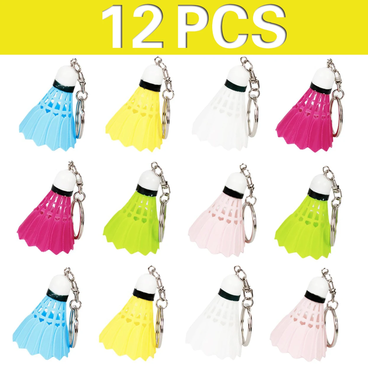 12Pcs Mini Badminton Shuttlecock Car Key Chain/ Keyring PVC/keychain/ Souvenir