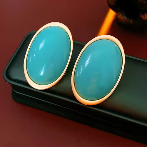 Vintage Red Resin Women's Earrings Stud Earrings Luxury large Geometric Oval earrings Party Wedding Ear Jewelry Wholesale - Image 7