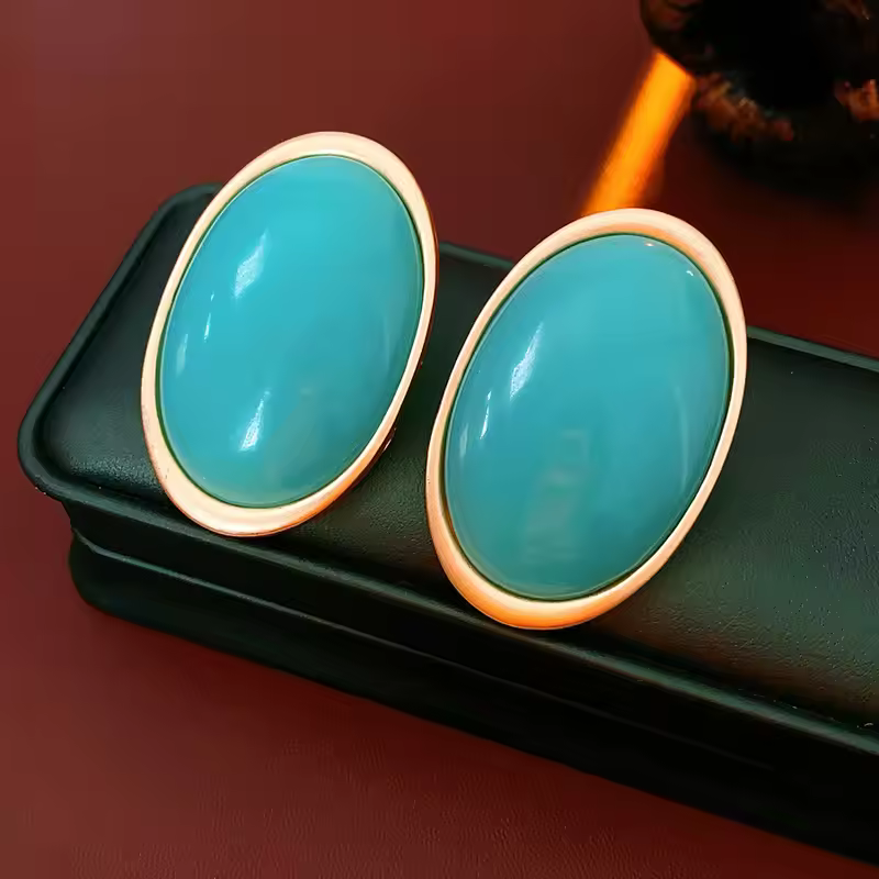 Vintage Red Resin Women's Earrings Stud Earrings Luxury large Geometric Oval earrings Party Wedding Ear Jewelry Wholesale - Image 7